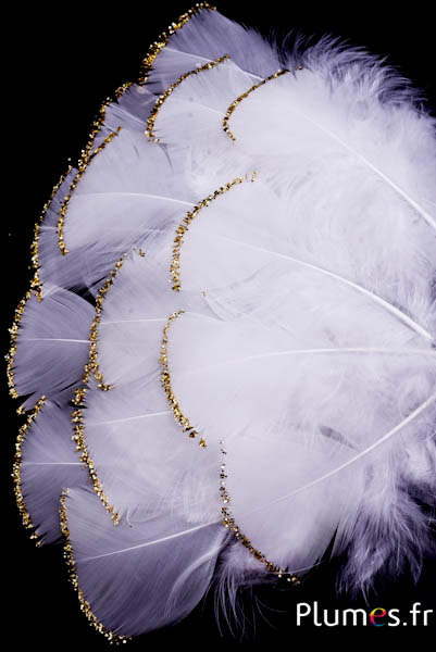 Dinde avec paillettes dorées - 6-8 cm - blanc